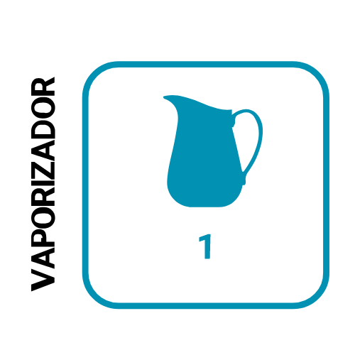 Icono en azul del vaporizador de la máquina café Alin