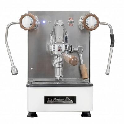 Detalle de frente de la máquina profesional de café Alin Retro de La Rocca.